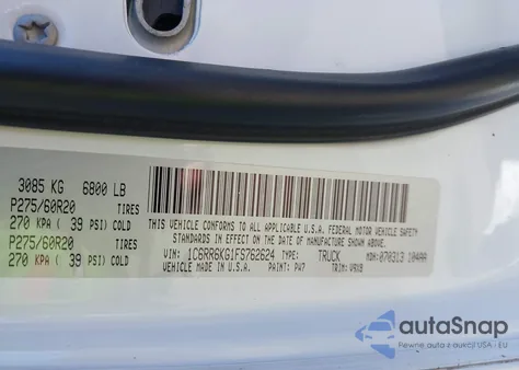 2015 Ram 1500 Express из США, поврежденный, VIN 1C6RR6KG1FS762624